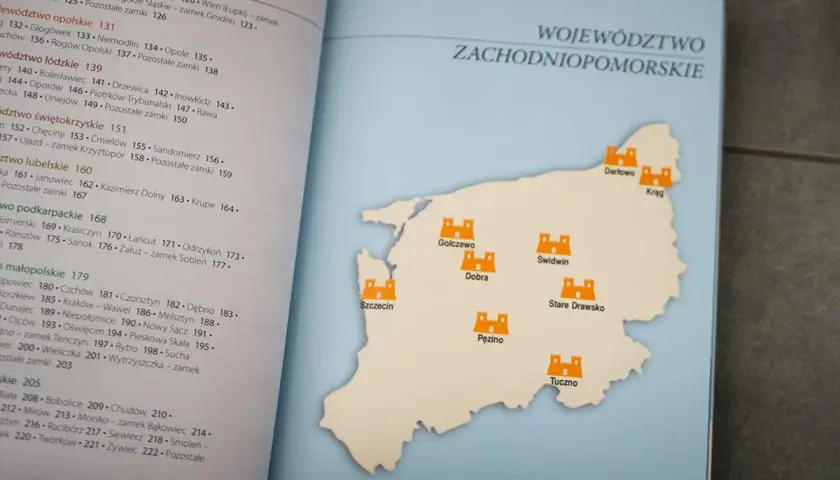 Mapa województwa zachodniopomorskiego z zaznaczonymi zamkami. Odkryj ciekawe zamki w Polsce!