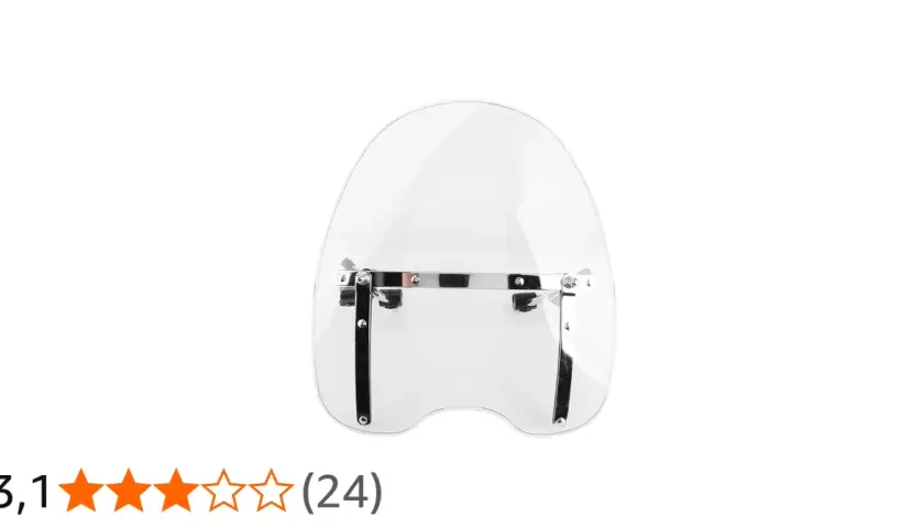 Parabrezza moto universale trasparente con staffe cromate, ideale per migliorare la protezione dal vento.
