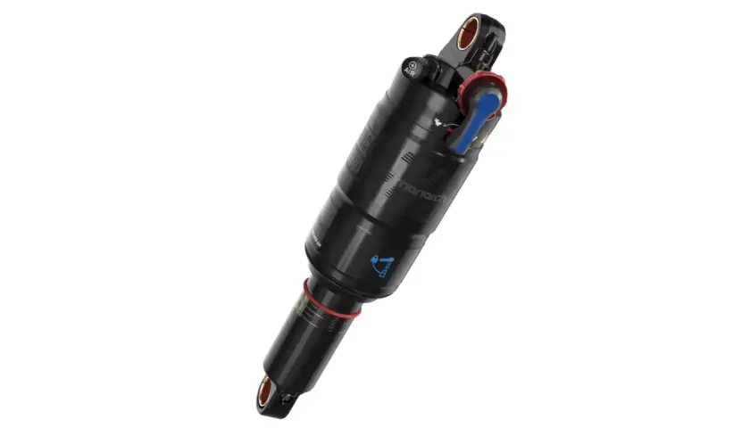 A black RockShox Monarch RL rear shock absorber, ready for a performance review.