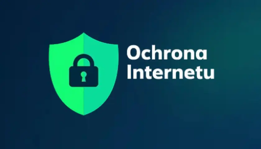 Zielona tarcza z kłódką symbolizuje **ochrona internetu plus**. Zapewnia bezpieczeństwo w sieci.