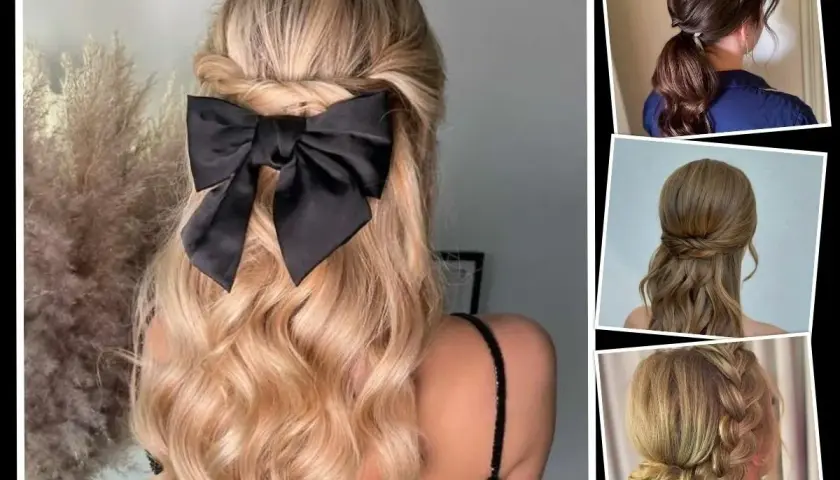 Inspiracje na fryzury studniówkowe: warkocze, koki i eleganckie kucyki.