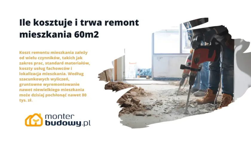 Ile kosztuje kapitalny remont mieszkania 60m2? Prace budowlane z młotami udarowymi w tle.