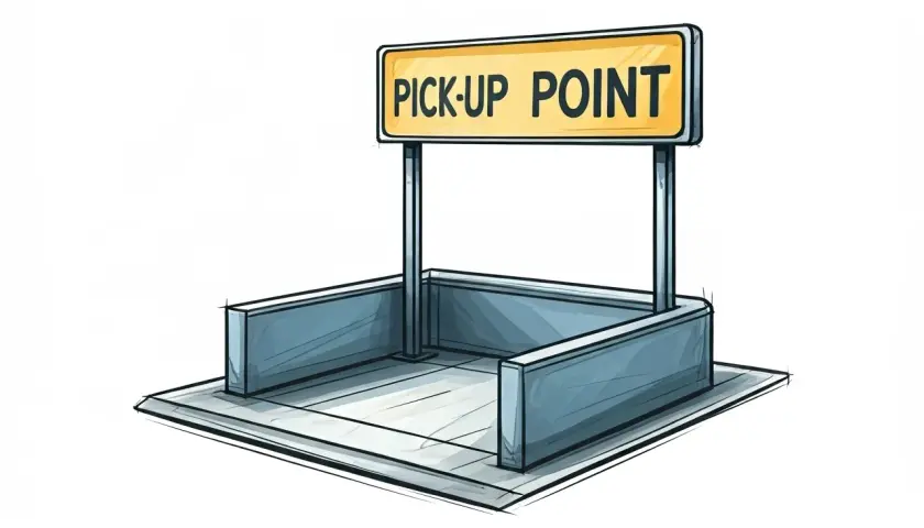 Area designata per il "pick-up point", un luogo dove attendere per prendere qualcosa.