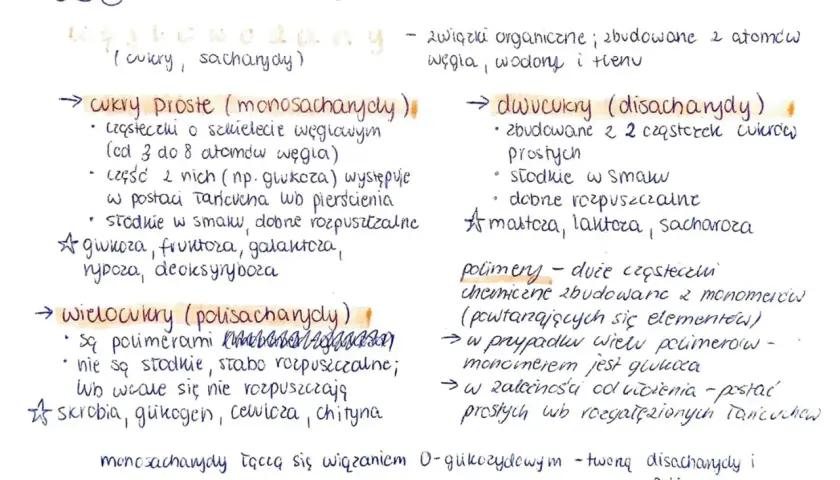 Węglowodany to cukry, związki organiczne zbudowane z atomów węgla, wodoru i tlenu. Występują jako cukry proste, dwucukry i wielocukry.