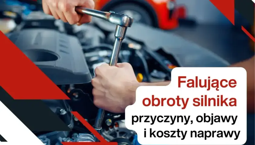 Mechanik naprawia silnik, by wyeliminować falujące obroty. Tekst informuje o przyczynach, objawach i kosztach naprawy.