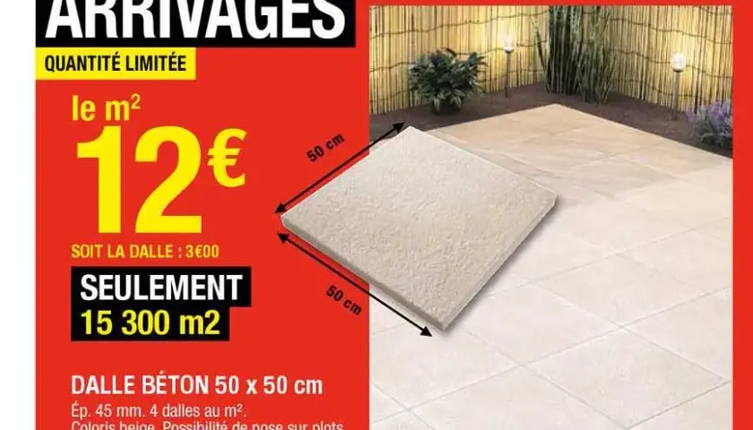 Dalles béton 50x50 Brico Dépôt : Prix et options à ne pas manquer