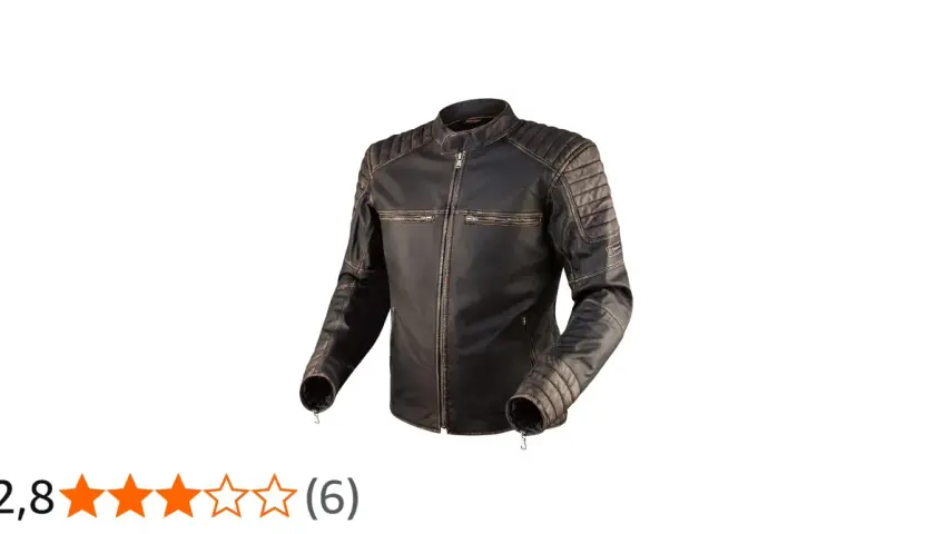 Czarna, postarzana kurtka motocyklowa Rebelhorn Hunter z zamkami i pikowanymi detalami. Idealna dla każdego łowcy przygód.