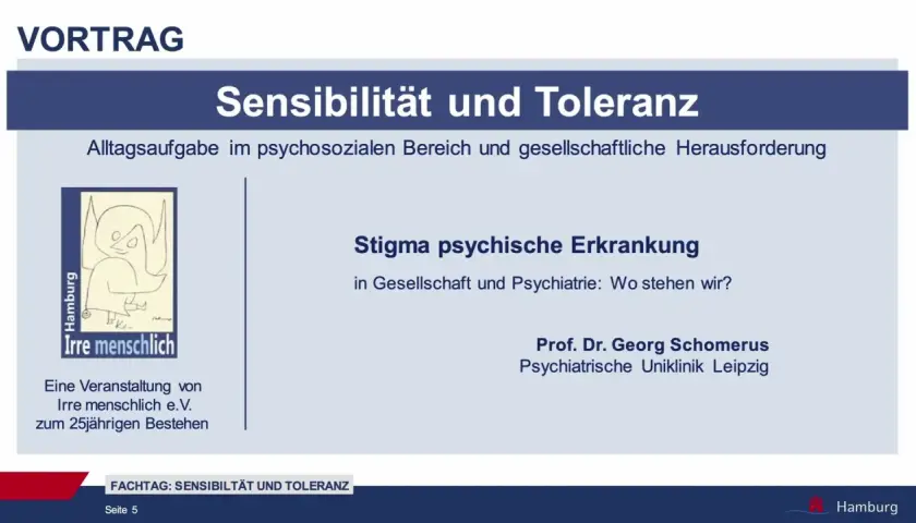 Vortrag "Sensibilität und Toleranz": Stigma psychische Erkrankung in Gesellschaft und Psychiatrie. Eine Veranstaltung von Irre menschlich e.V.