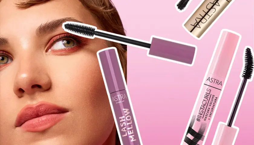 Vari tipi di mascara Astra per uno sguardo intenso: Lash Mellow per volume panoramico e #Instacurls per volume e incurvatura.