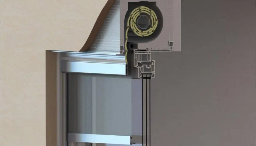 Schnittzeichnung eines Fensters mit Rollladenkasten. Ideal für den Austausch von Rollladen altbau.
