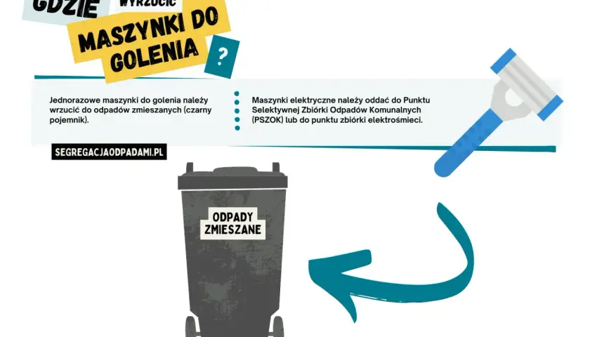 Jednorazowe maszynki do golenia wyrzuć do odpadów zmieszanych. Elektryczne oddaj do PSZOK lub punktu zbiórki elektrośmieci.