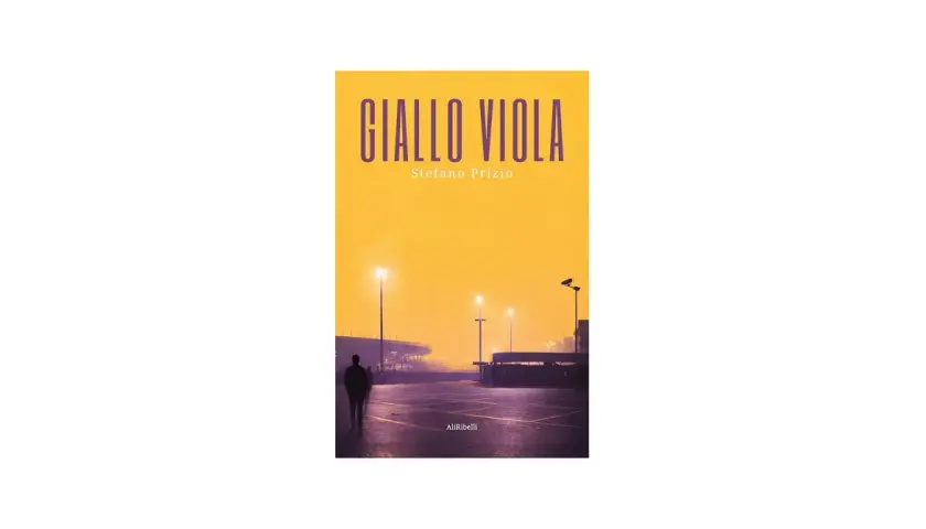 Copertina libro "Giallo Viola" di Stefano Prizio. Un parcheggio vuoto illuminato da lampioni, con una sagoma sfocata di persona. Il viola e giallo che colore esce crea un'atmosfera suggestiva.