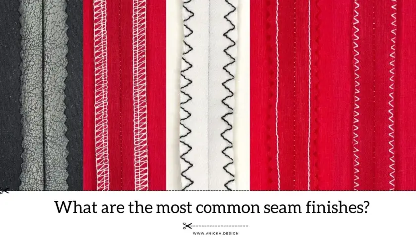 Various seam finishes are shown, demonstrating how to hand sew a seam for a neat edge.