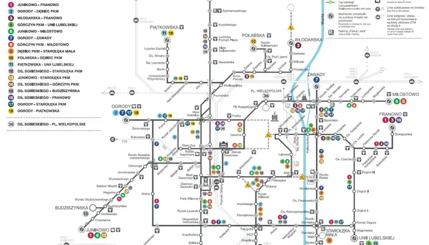 Linia 702 Poznań: trasa z Junikowa przez centrum do Franowa.