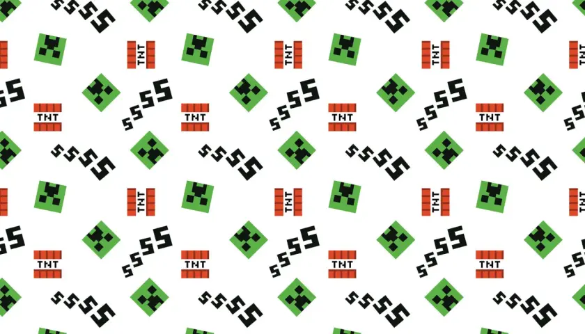 Wesoła tkanina z motywem Minecraft: zielone Creepery, wybuchowe TNT i czarne "ssss". Idealna dla fanów gry!