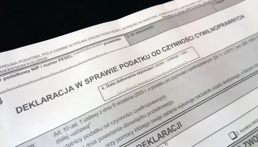 Deklaracja PCC - dokument podatkowy dotyczący czynności cywilnoprawnych.
