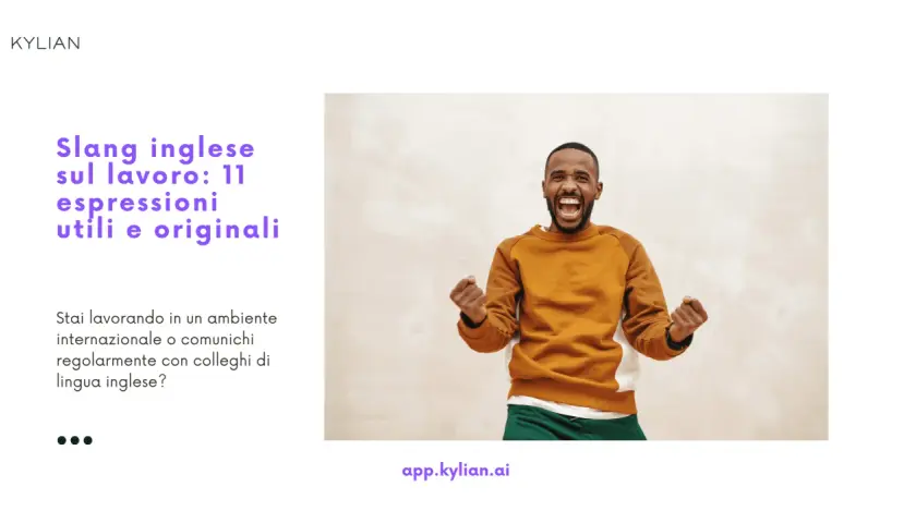 Uomo esultante, pronto a imparare espressioni colloquiali inglesi per il lavoro.