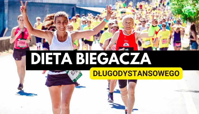 Uśmiechnięci biegacze na trasie maratonu. Klucz do sukcesu? Dieta biegacza długodystansowego.