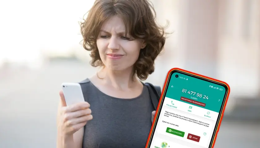 Kobieta z niepokojem patrzy na telefon, na którym wyświetla się numer 814779824. Czy to kolejny telemarketer? 539 co to za numer?