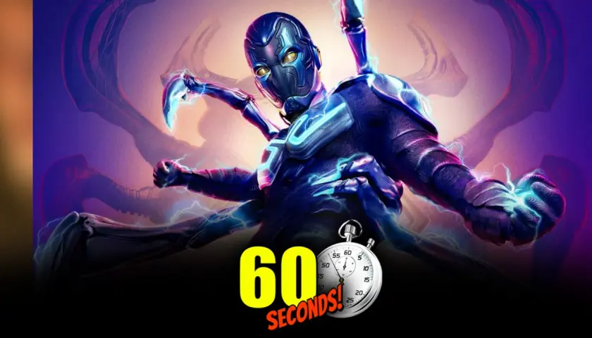 Le blue beetle scarab, armé de son pouvoir, se prépare à l'action. Un compte à rebours de 60 secondes est lancé.