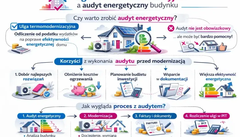 Dowiedz się, jak audyt energetyczny wpływa na cenę modernizacji domu i ulgę podatkową. Proces obejmuje analizę, modernizację, dokumentację i rozliczenie.
