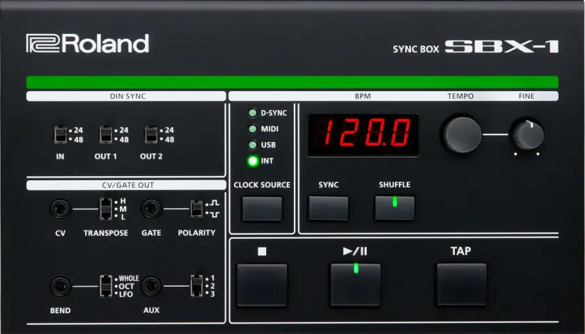 Boîtier Roland SBX-1, un séquenceur gratuit pour synchroniser vos instruments.