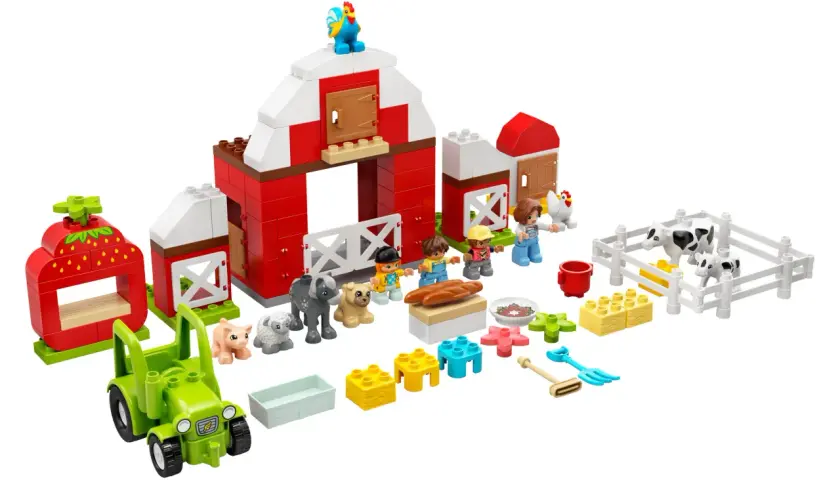 Lego Duplo Bauernhof Anleitung: Ein bunter Bauernhof mit Traktor, Tieren und Figuren lädt zum Spielen ein.