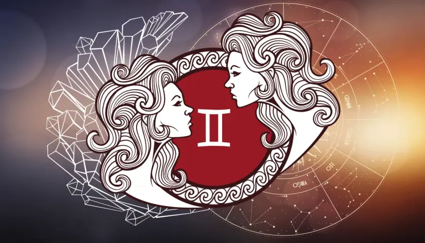 Dwie twarze patrzące na siebie, symbol bliźniąt, 15 czerwca znak zodiaku.