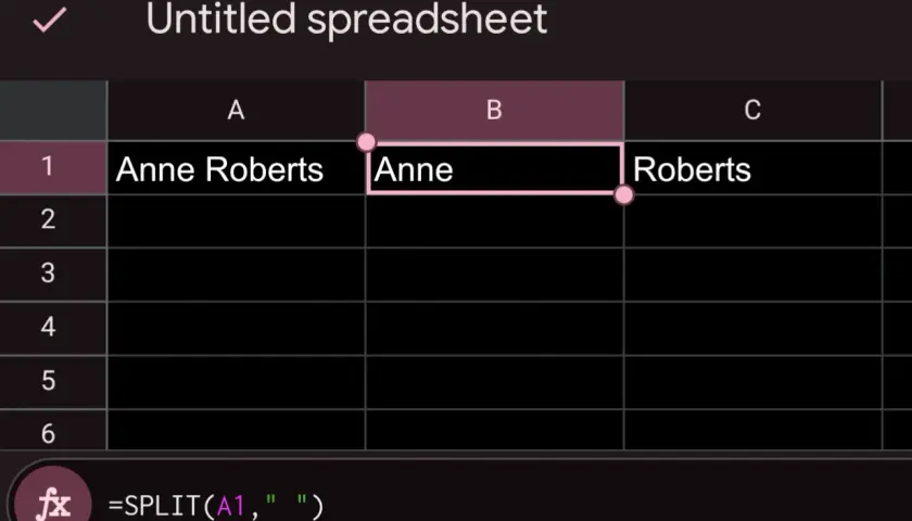Foglio di calcolo: come separare nome e cognome su Excel usando la funzione SPLIT.