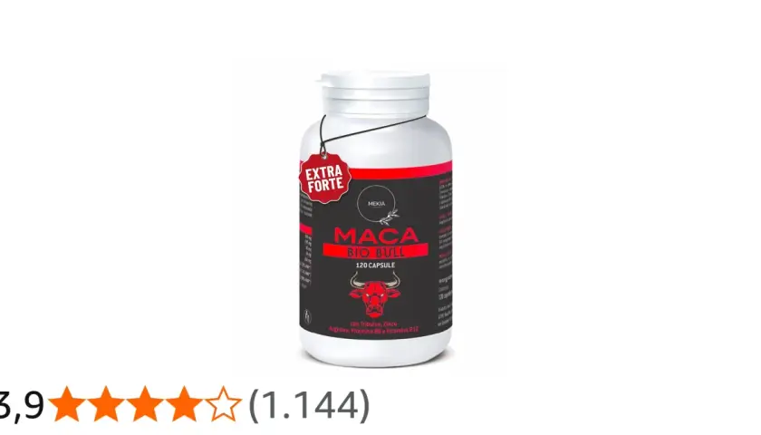 Integratore "Maca Bio Bull" con Tribulus e Maca a cosa serve: energia e vitalità. Flacone da 120 capsule.