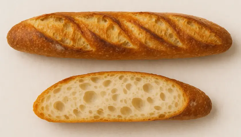 Baguette tradition parfaite, mie aérée et croûte dorée. Une recette digne d'un cap boulangerie.