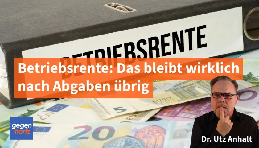 Ordner mit "Betriebsrente" beschriftet. Euro-Scheine und Mann mit fragendem Blick. Wie Sie die Betriebsrente versteuern.