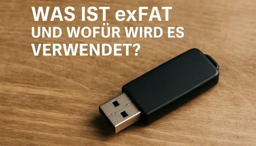 Schwarzer USB-Stick mit exFAT-Formatierung, ideal für große Dateien und plattformübergreifende Kompatibilität.
