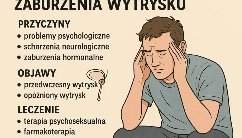 Mężczyzna z bólem głowy, problemy z wytryskiem: przyczyny, objawy (przedwczesny, opóźniony) i leczenie.