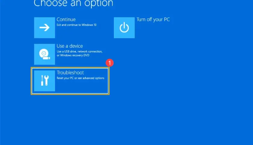 Windows-Fehlerbehebung: Optionen für Systemimage-Wiederherstellung und erweiterte Einstellungen.