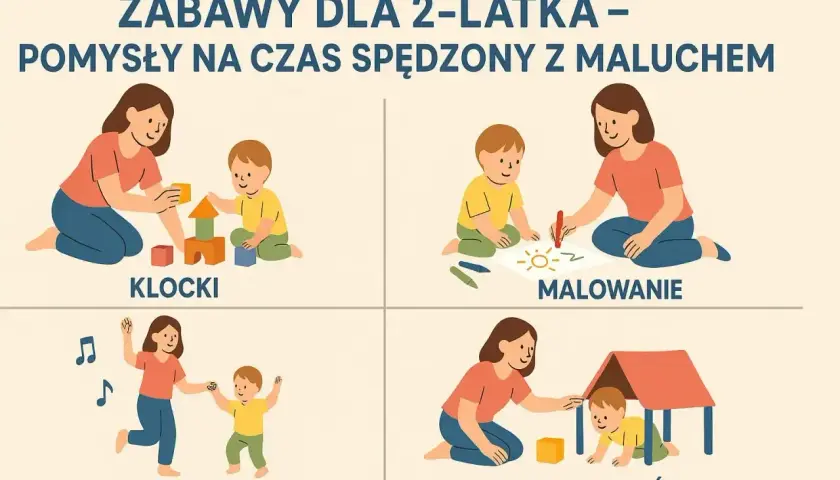 Zabawy dla 2-latka: budowanie z klocków, malowanie, taniec i tor przeszkód. Pomysły na wspólne spędzanie czasu z maluchem.