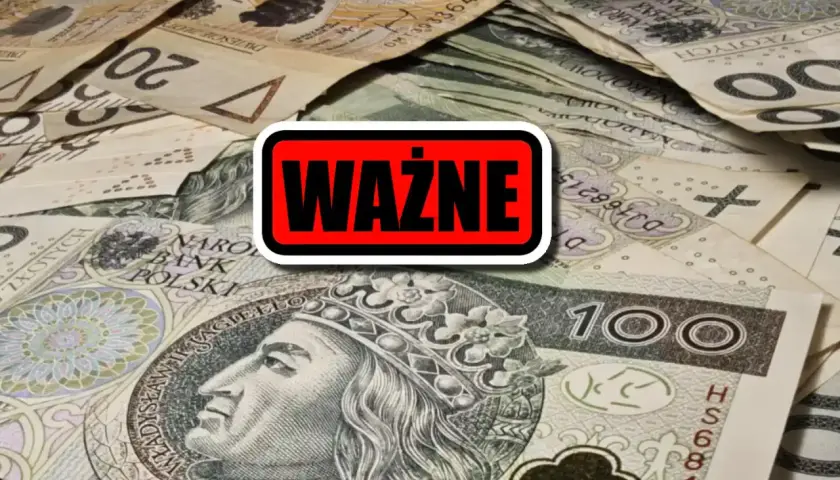 Stos banknotów 100 zł i 20 zł. Napis "WAŻNE" sugeruje informacje o najbezpieczniejszych bankach w Polsce.