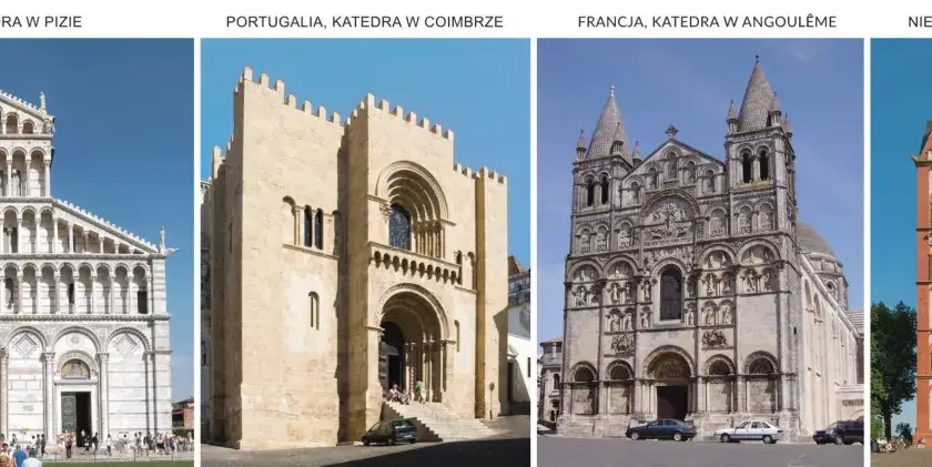 Katedry z Włoch, Portugalii, Francji i Niemiec, świadectwa architektury średniowiecza.