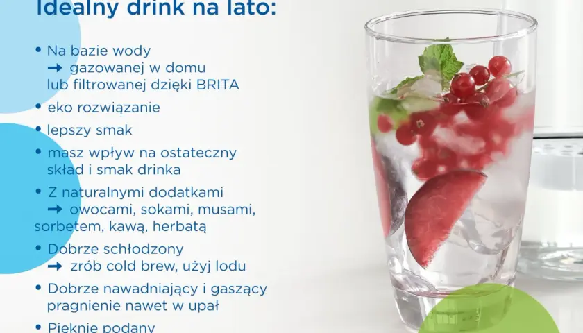 Orzeźwiający drink z wodą gazowaną, lodem, owocami i miętą. Idealny na lato, by ugasić pragnienie.