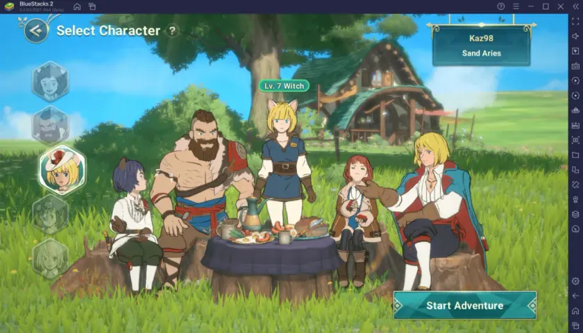 Postacie z gry Ni No Kuni Cross Worlds siedzą przy stole na pikniku. Wybierz swoją postać i rozpocznij przygodę!