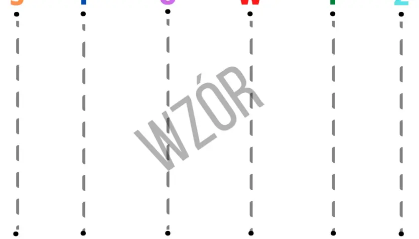 Ćwiczenia grafomotoryczne przykłady: litery S, T, U, W, Y, Z do pisania po śladzie.