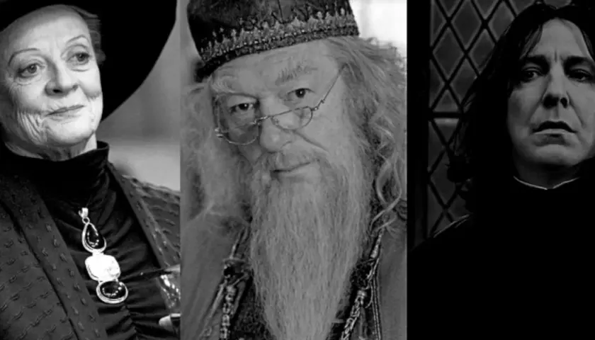 Trzy portrety: Maggie Smith, Richard Harris i Alan Rickman. Wspaniali harry potter aktorzy którzy nie żyją.