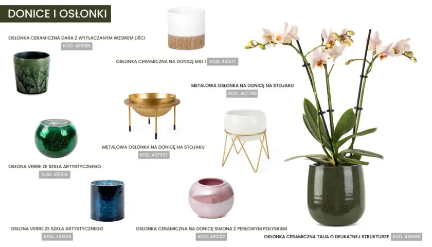 Jaka doniczka do storczyka? Elegancka, zielona, ceramiczna osłonka Talia podkreśli piękno Twojej rośliny.