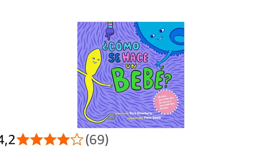 Ilustración de un espermatozoide y un óvulo sonrientes, con el título "¿Cómo se hace un bebé?".