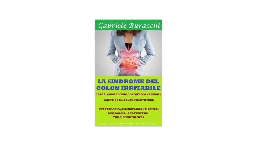 Immagine promozionale per Gabriele Buracchi sulla sindrome del colon irritabile, con rimedi naturali come fitoterapia, yoga e mindfulness.