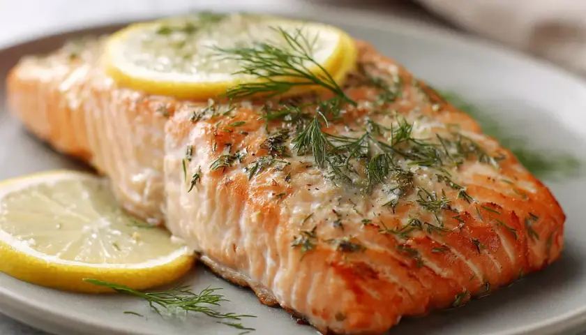 En saftig lax i ugn, perfekt tillagad med citronskivor och färsk dill. En klassiker som alltid smakar bra.