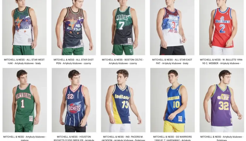 Kolekcja koszulek do koszykówki Mitchell & Ness: od klasycznych All-Star po stroje drużynowe.