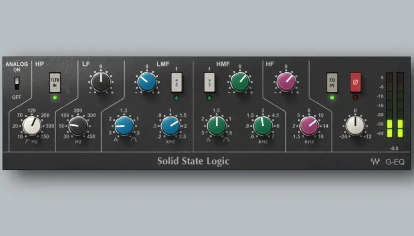 Solid State Logic G-EQ: Ein Muss für beste Plugin Alliance Plugins, mit präzisen EQ-Bändern und analogem Charakter.