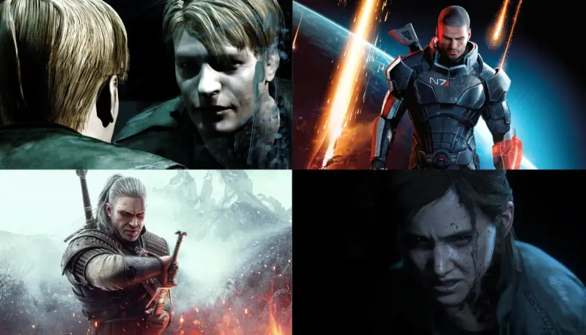 Gry fabularne pc: James Sunderland, Shepard, Geralt i Ellie w epickich przygodach.