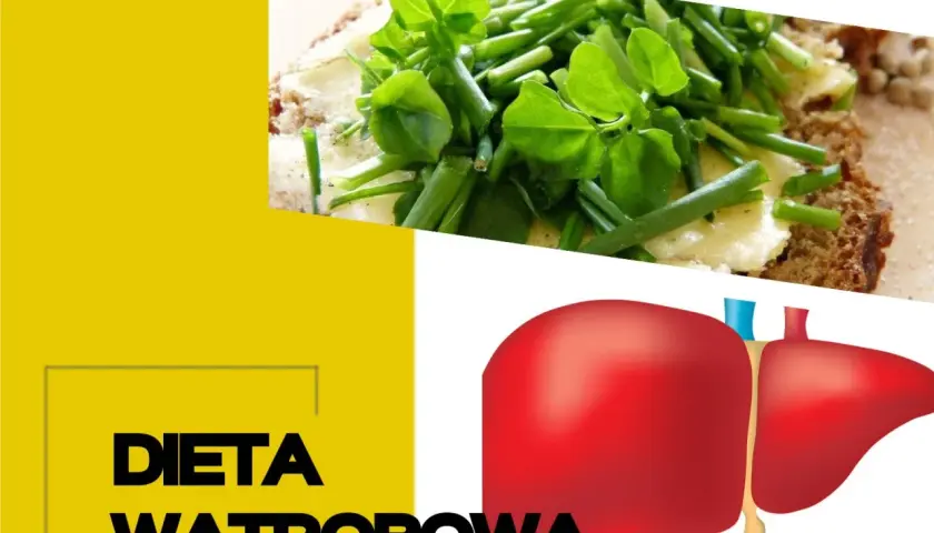 Zdrowa dieta wątrobowa: przepisy na cały tydzień. Na zdjęciu kanapka z masłem i ziołami oraz grafika wątroby.